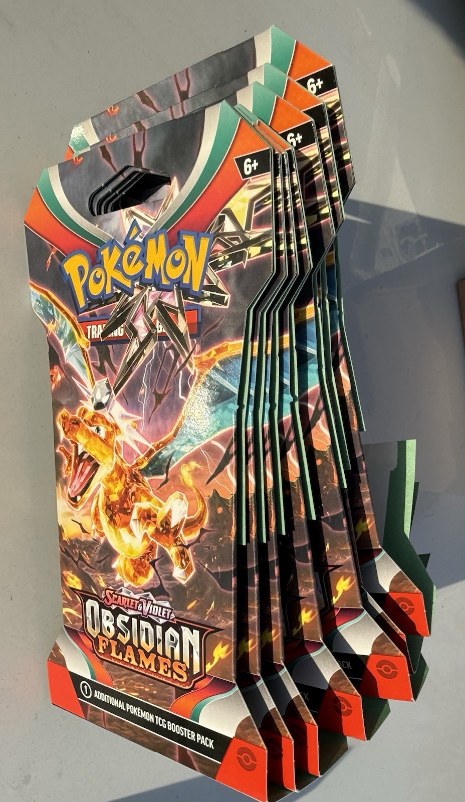 Obsidian Flames Sleeved Booster Pack Packages (7)  Only - No Cards-