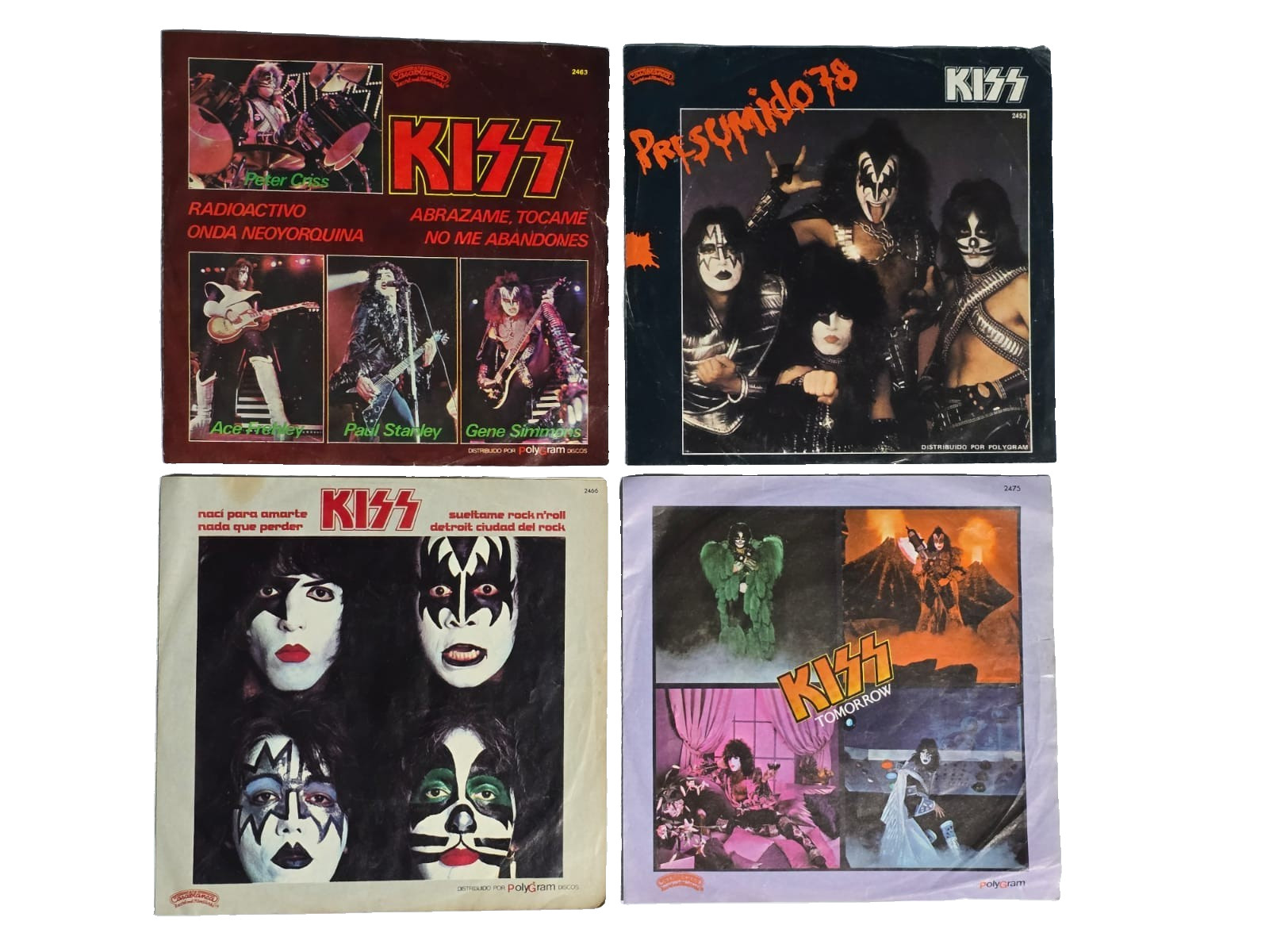 KISS Lot of 4 EP Vinyl 45 rpm Mexican Press Unique Picture Sleeves 70's