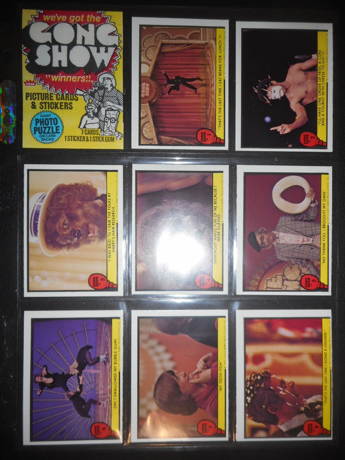 1977 GONG SHOW CARD & STICKER SET  & WRAPPER FLEER  *CLEAN CRISP MINT CONDITION*