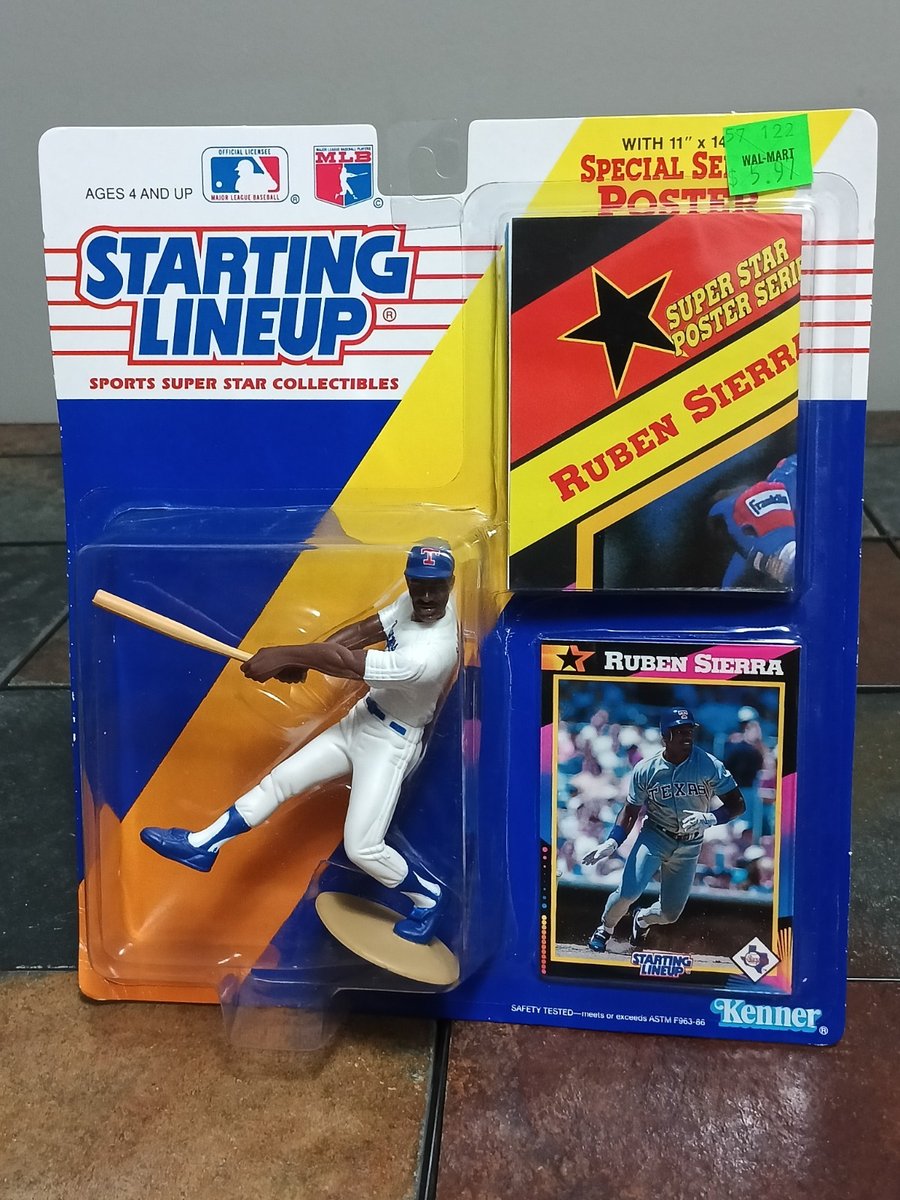 1992 Kenner Starting Lineup MLB Baseball RUBEN SIERRA Rangers Figure+Card+Poster