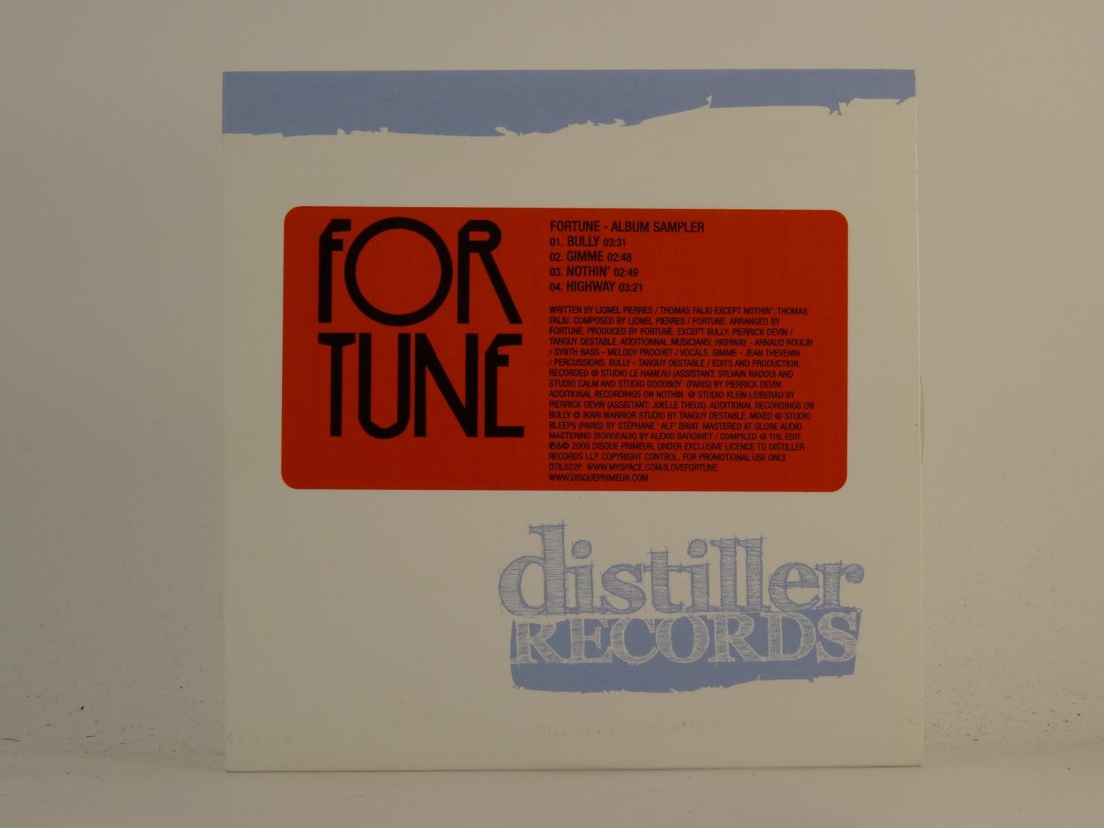 FORTUNE BULLY (H1) 4 Track Promo CD Single including Card Sleeve DISTILLER