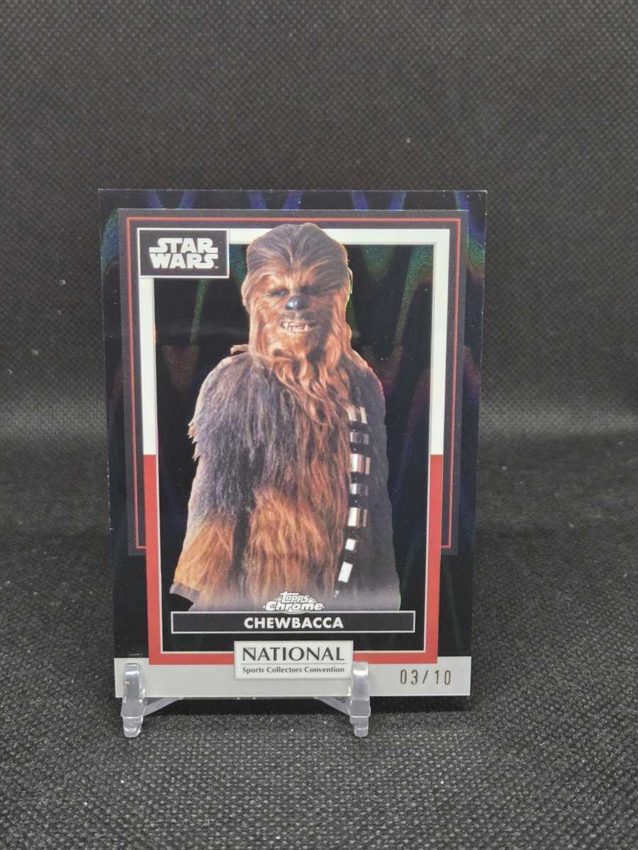 2026 National Topps Chrome Star Wars Chewbacca rifrattore nero /10
