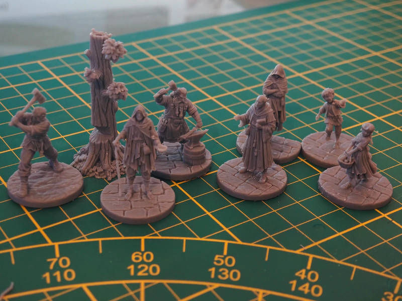 Lot 7 figurines résine PNJ / Villageois Donjons & Dragons JDR Pathfinder etc..
