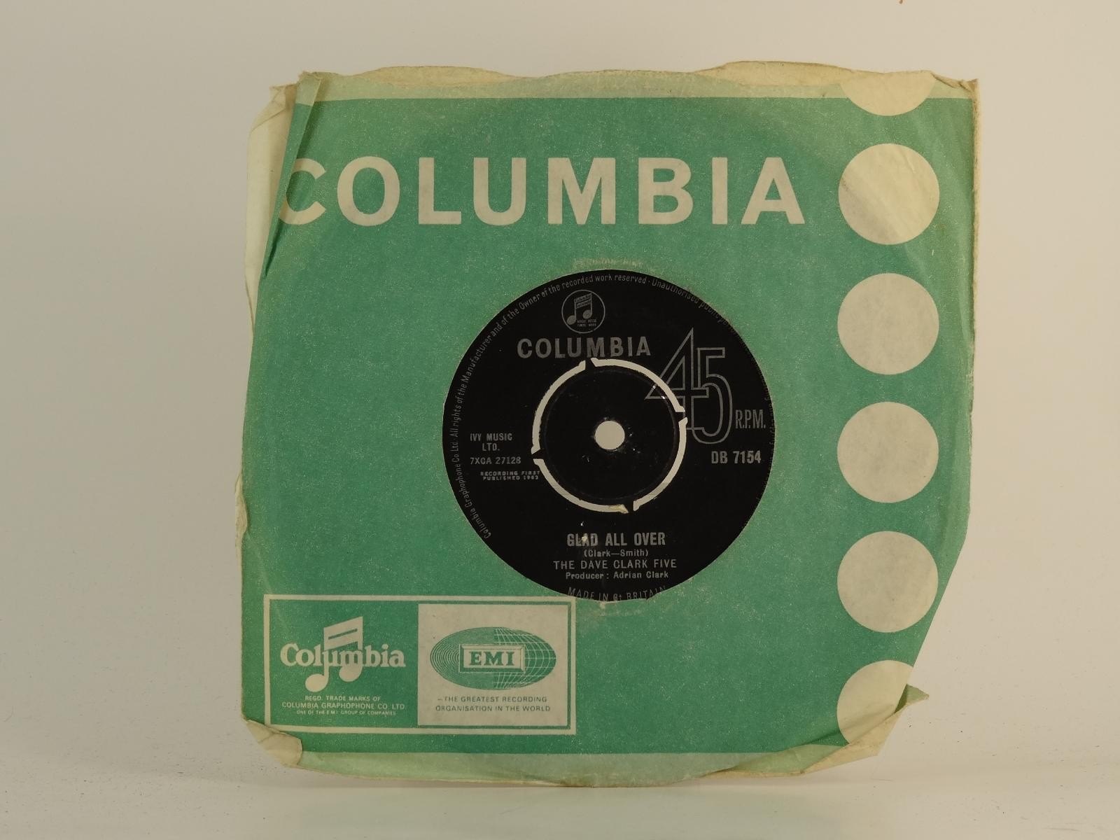 THE DAVE CLARK FIVE GLAD ALL OVER (83) 2 Track 7" Single including Company Sleev