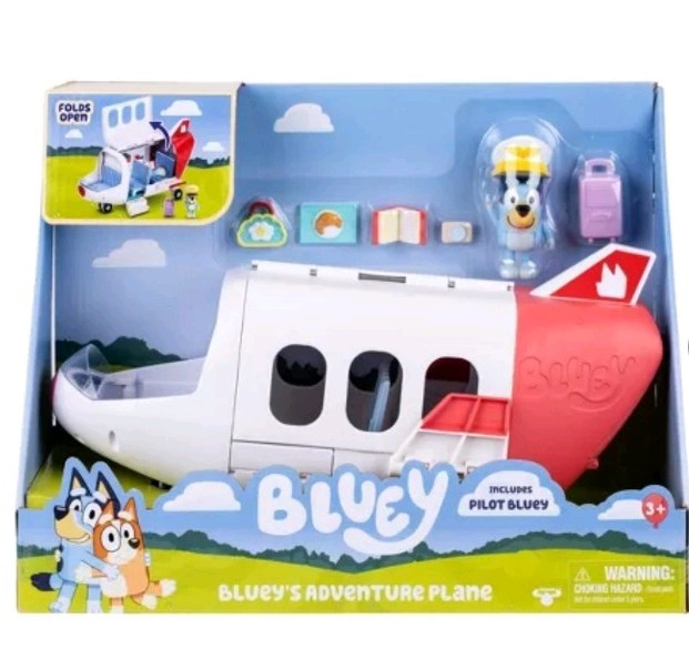 Nuovo Bluey Adventure Plane Playset Pilota Bluey Figura Aereo Giocattolo Età 3+