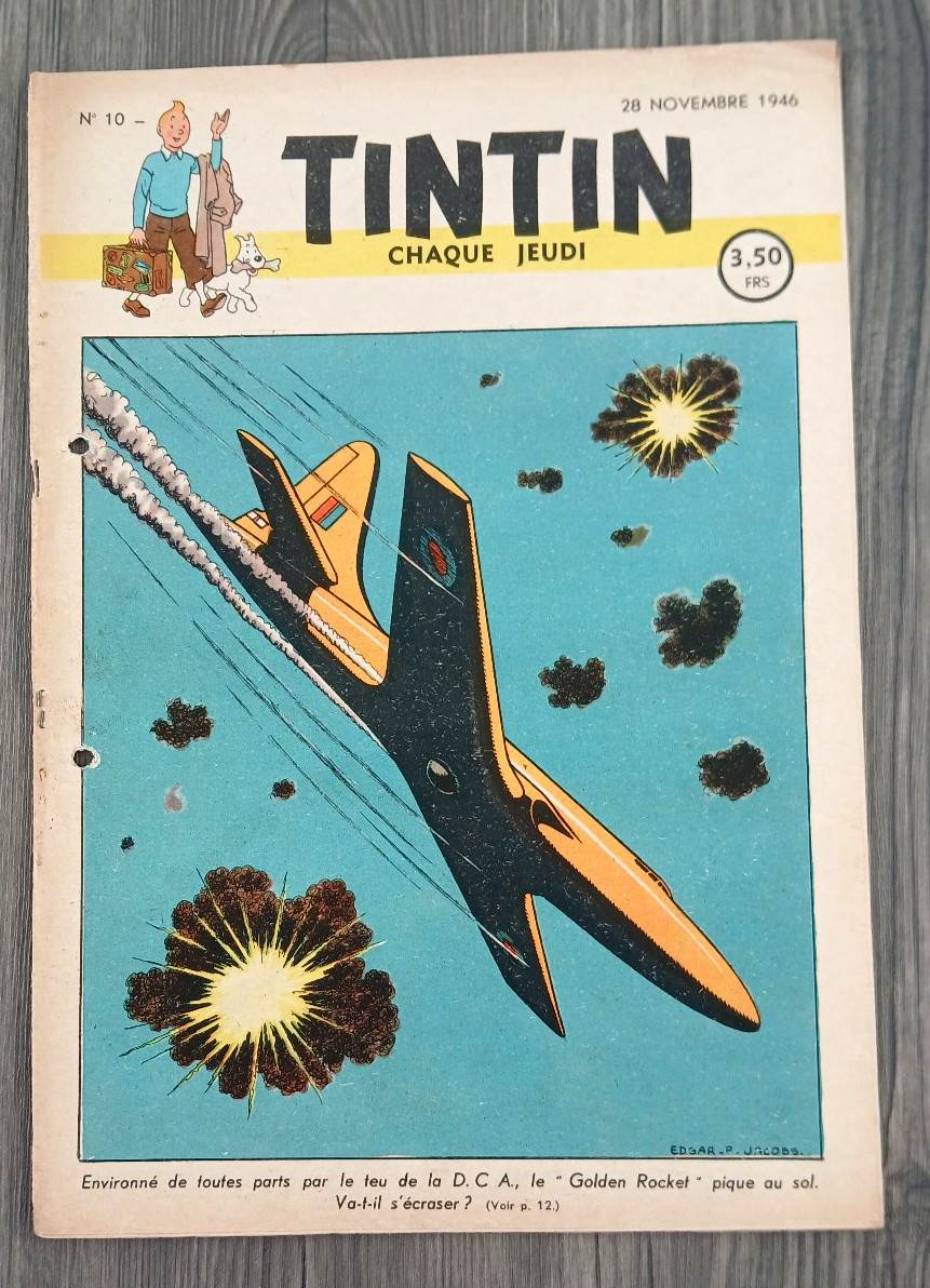 TINTIN n° 10 EDGAR P JACOBS CUVELIER LAUDY 28/11/1946  le temple du soleil Hergé