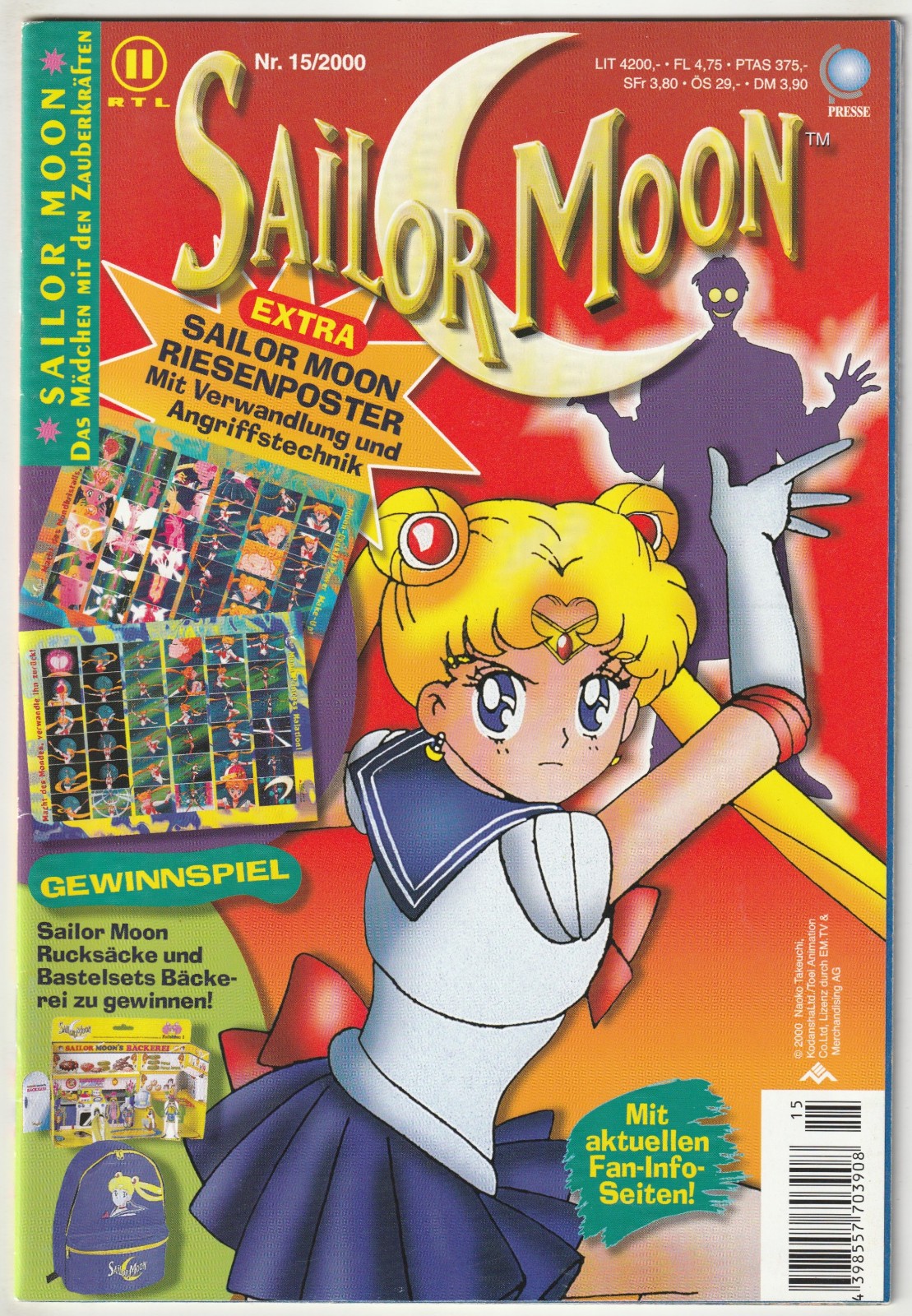 ✪ SAILOR MOON #15/2000 + supplemento/senza poster, Ehapa MANGA-COMICHEFT TOP Z1