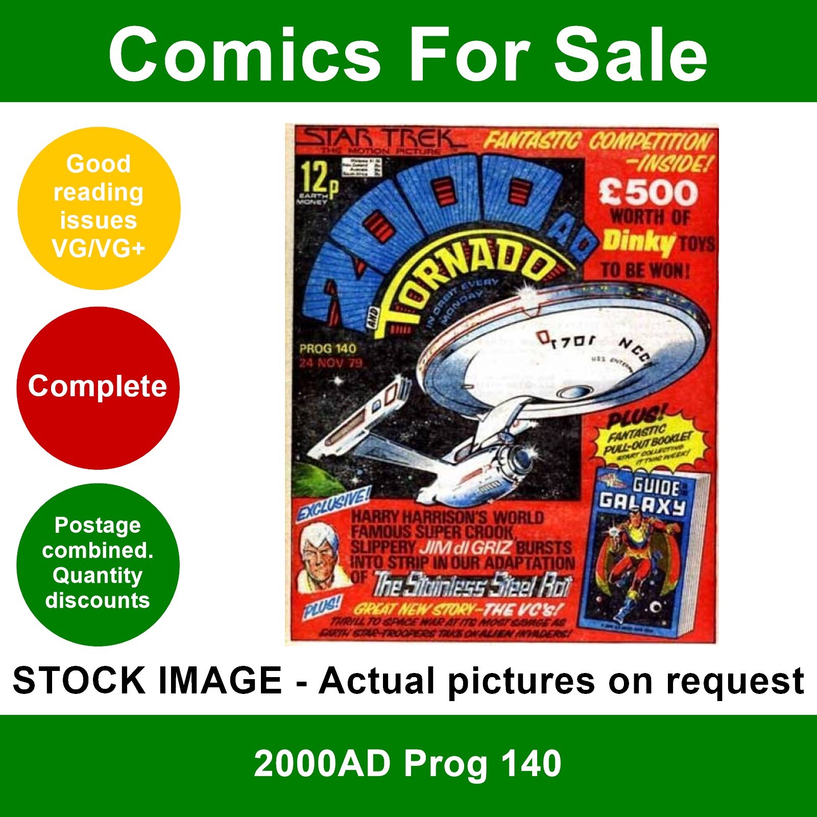 2000AD prog #140 comic - VG/VG+ - 1st stainless steel rat - 1979