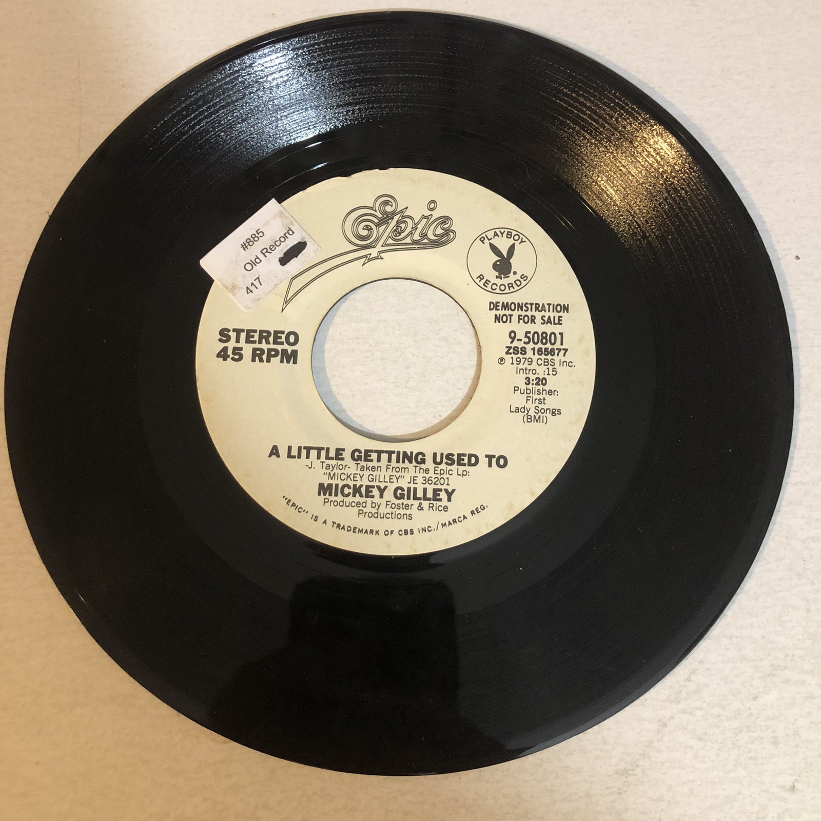 Mickey Gilley A Little Getting Used To 45 Vinyl Record Vintage Epic  Records