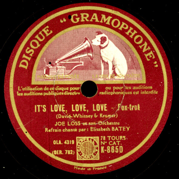 JOE LOSS & ELISABETH BATEY It's love, love, love/ Going... Schellackplatte S2280