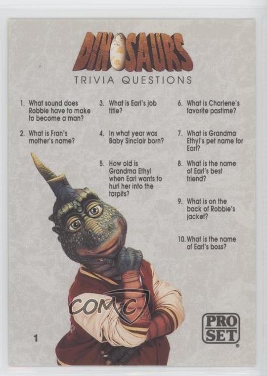 1992 Pro Set Dinosauri Trivia Cards Trivia Domande 1-10 #1 0f6