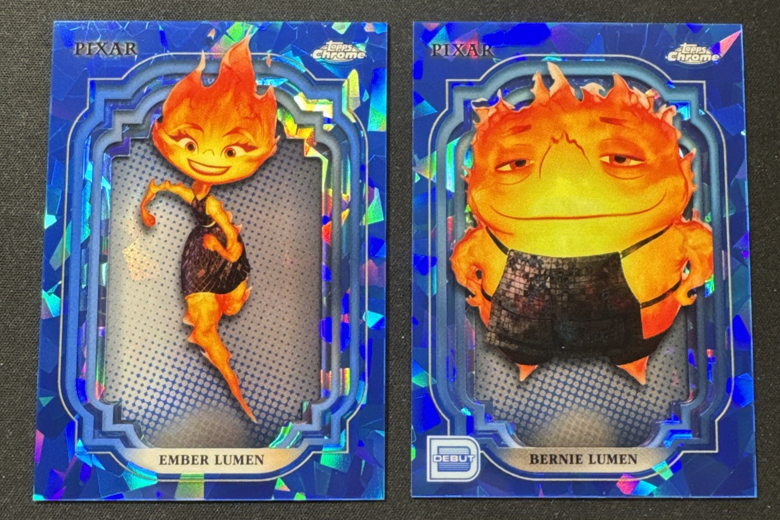 2024 Topps Chrome Disney Sapphire Bernie & Ember Lumen #57 #59 Elemental