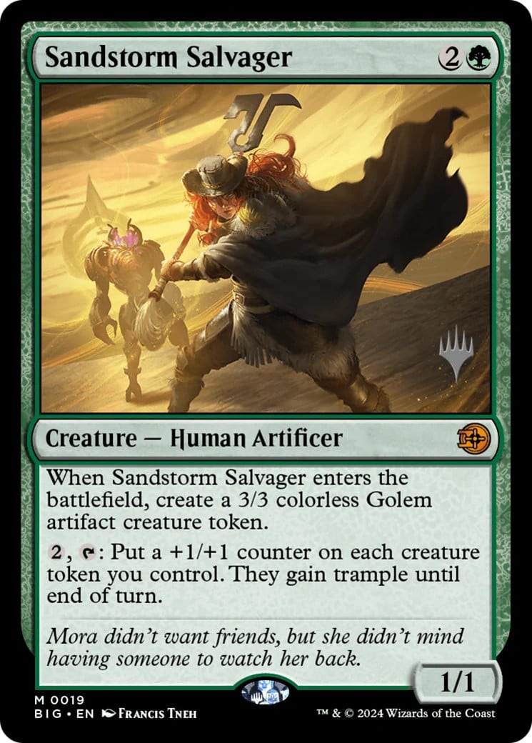 MTG Sandstorm Salvager Outlaws of Thunder Junction: The Big Score Promo 19 quasi nuovo