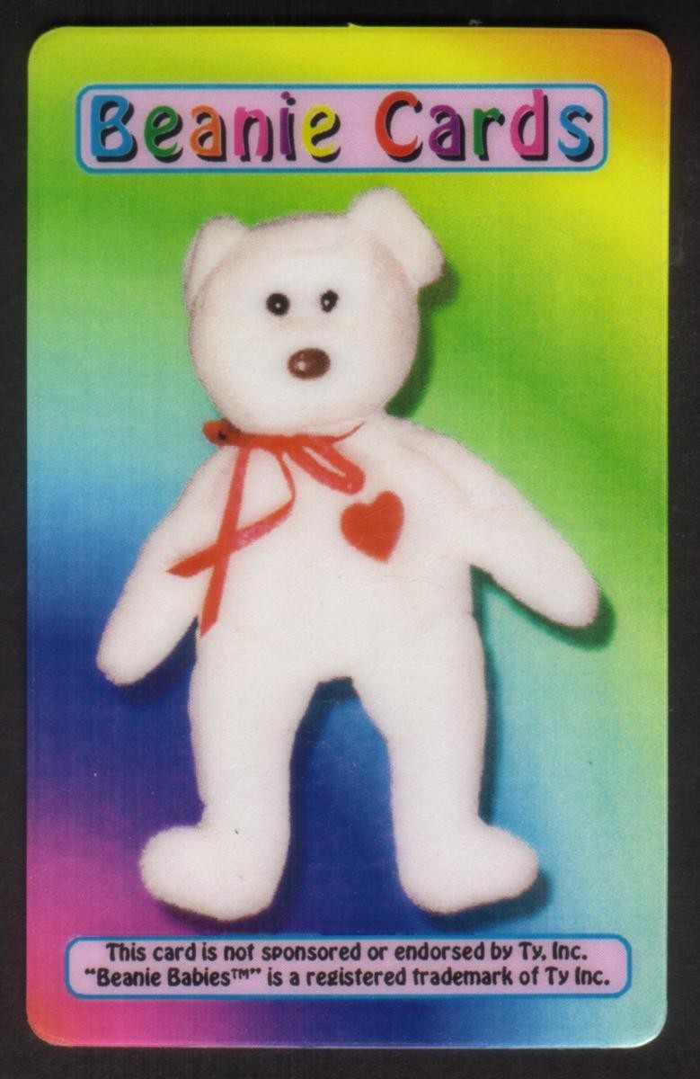 5m Beanie Valentino The Bear White With Red Heart 08/31/99 1st Ptg. Phone Card