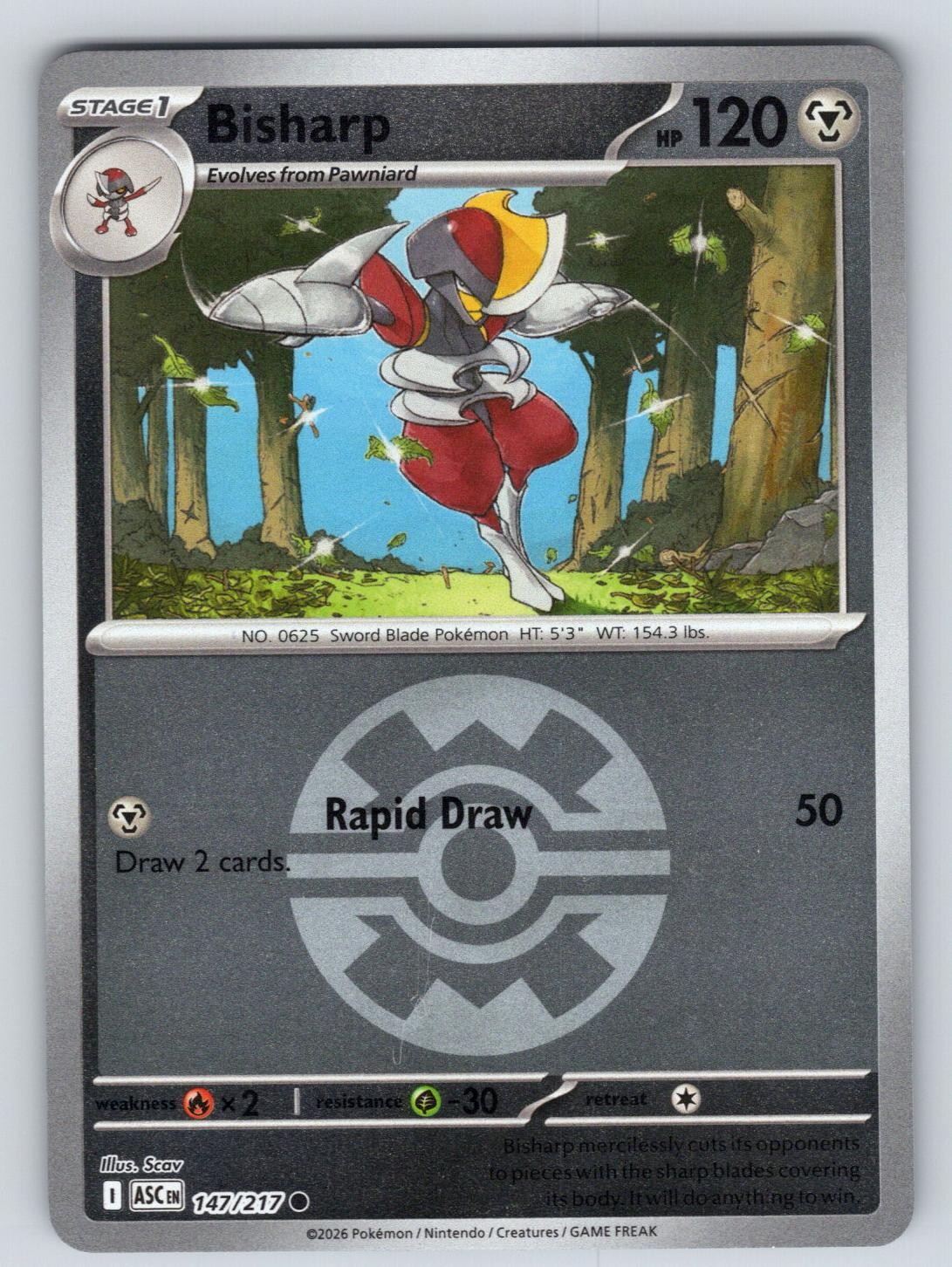 Bisharp (Quick Ball) 147/217 Common Ascended Heroes Reverse Holo quasi come nuovo