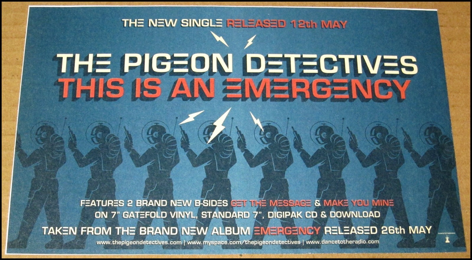 2008 The Pigeon Detective This Is An Emergency Print Ad Pubblicità Death Cab for Cutie