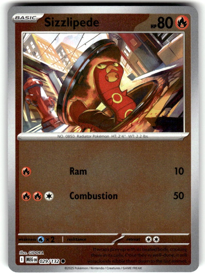 Sizzlipede Reverse Holo Common Mega Evolution 029/132 quasi nuovo