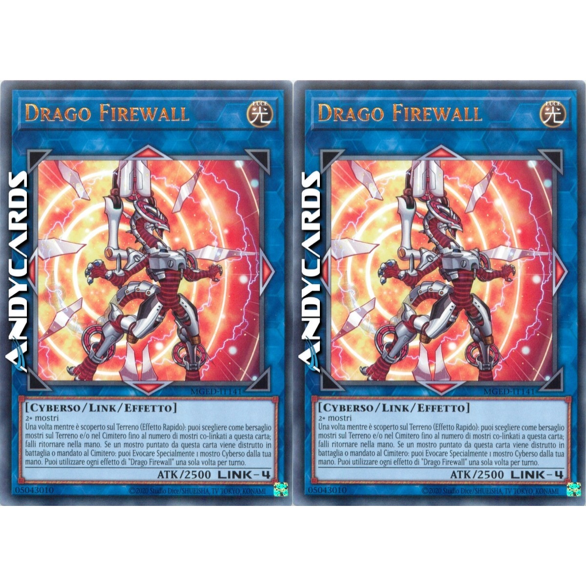 DRAGO FIREWALL 2x (Firewall Dragon) Rara Oro New Art • MGED IT141 • Unl • Yugioh