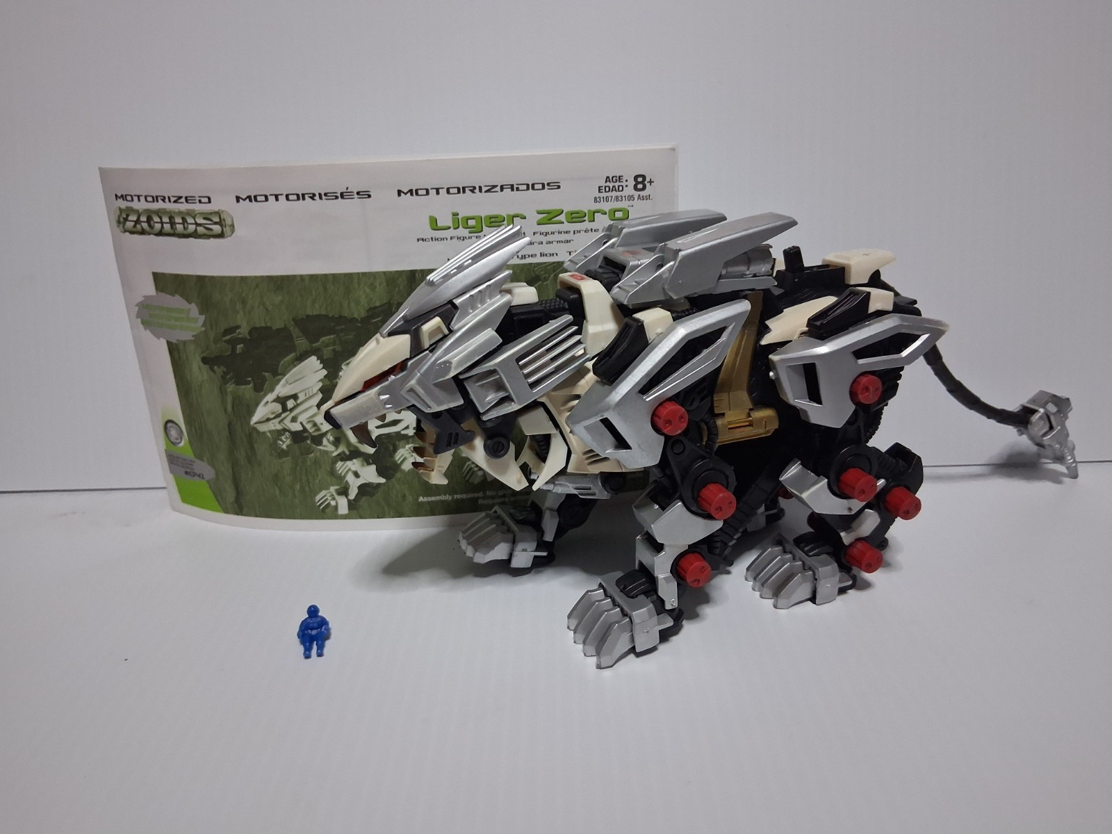2002 HASBRO TOMY ZOIDS ELECTRONIC LIGER ZERO ROBOT W/Figure & Instructions