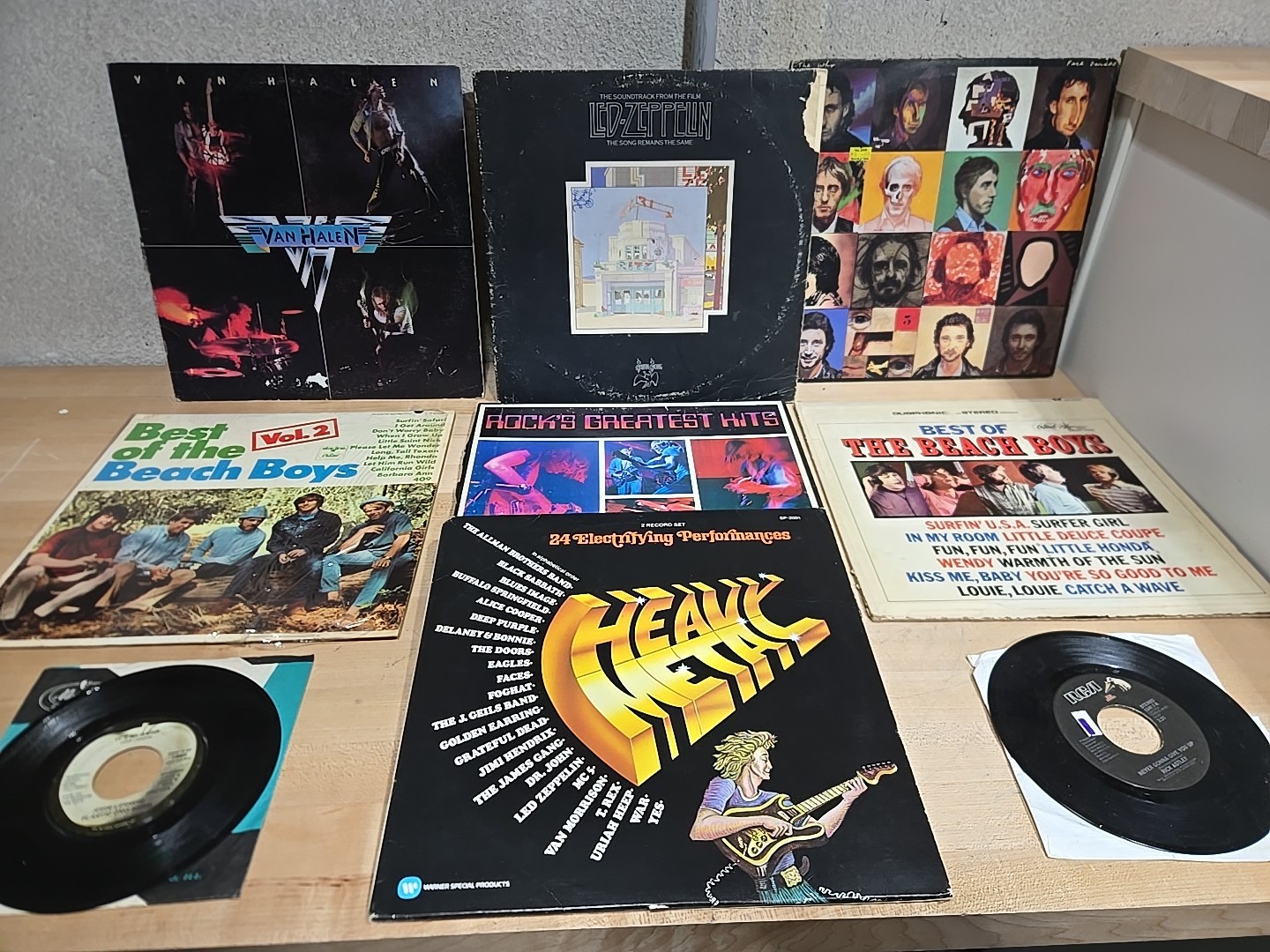 Vintage Lot Vinyl Record Albums Led Zeppelin The Who Van Halen Beach Boys Metal