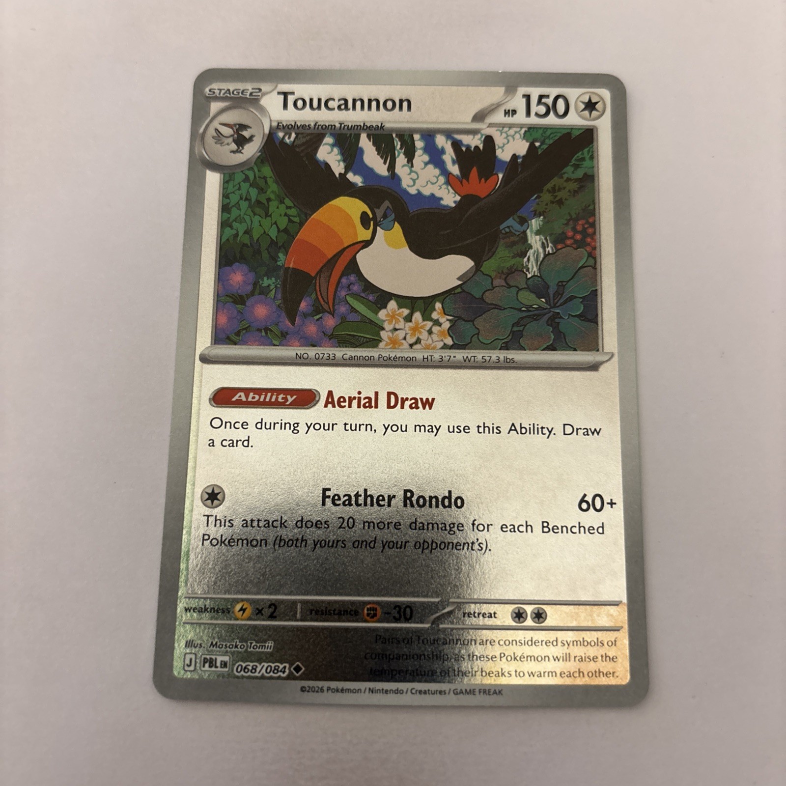 Reverse Holo Pokemon Toucannon 068/084 Pitch Black
