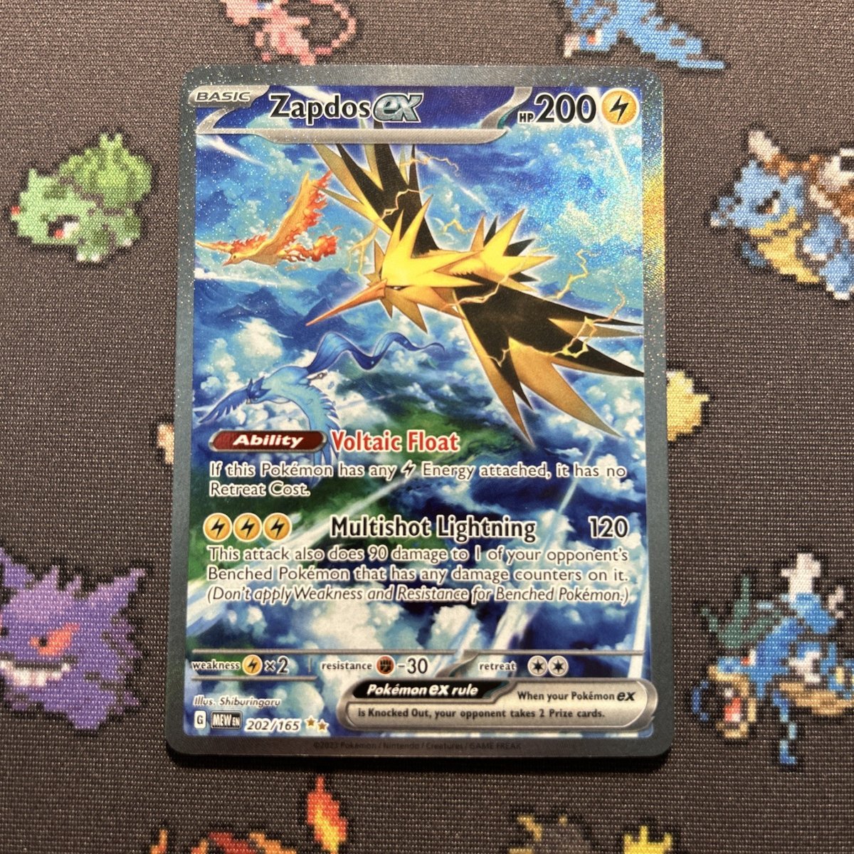 Zapdos ex 202/165 NM -Illustrazione Speciale Carta Pokemon Rara - 151 (4k)