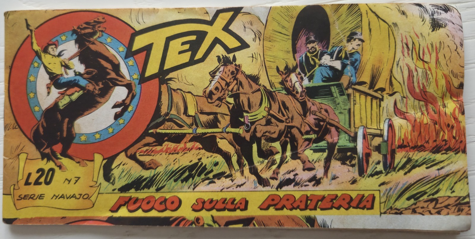 Striscia originale Tex n. 7  Fuoco sulla prateria 1961 serie navajo Ed. Araldo