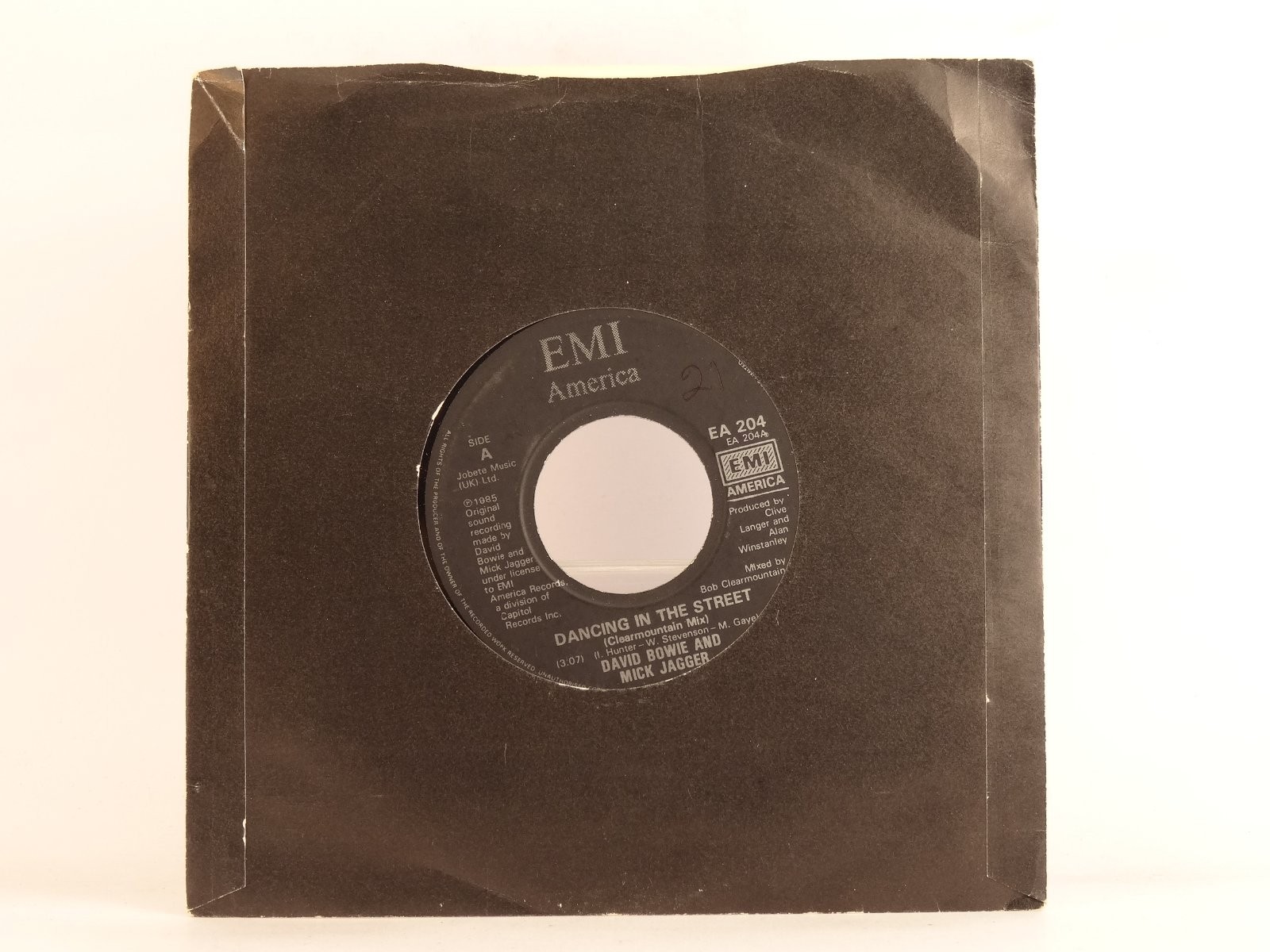 DAVID BOWIE AND MICK JAGGER DANCING IN THE STREET (104) 2 Track 7" Single plus P