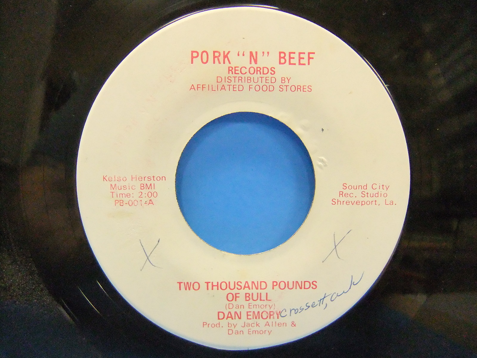 Dan Emory Two Thousand Pounds Of Bull / Instrumental 45 Single Pork N Beef 001