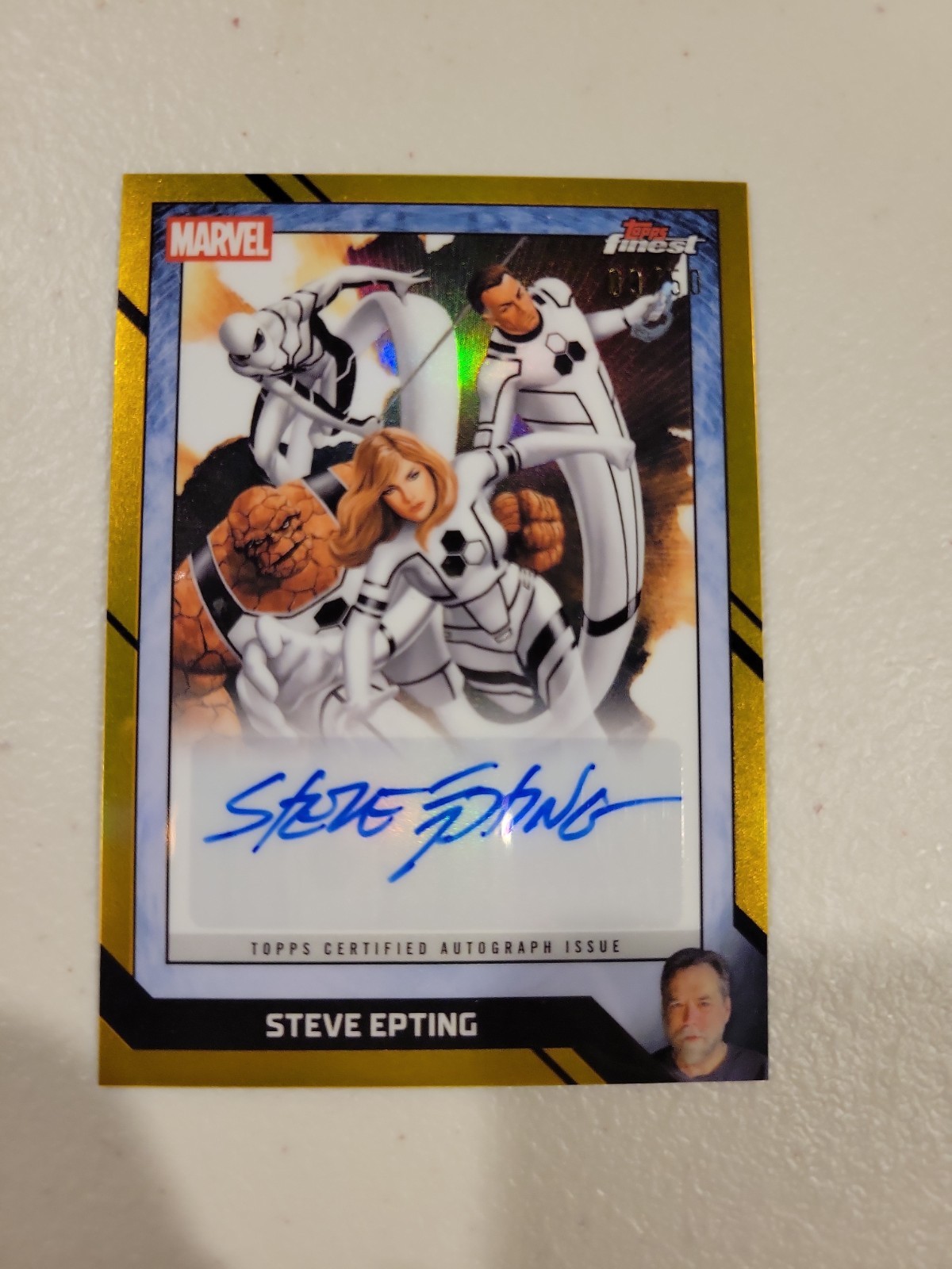 2026 Topps Finest Fantastic 4 fumetto artista Auto Gold #CBSE Steve Epting /50