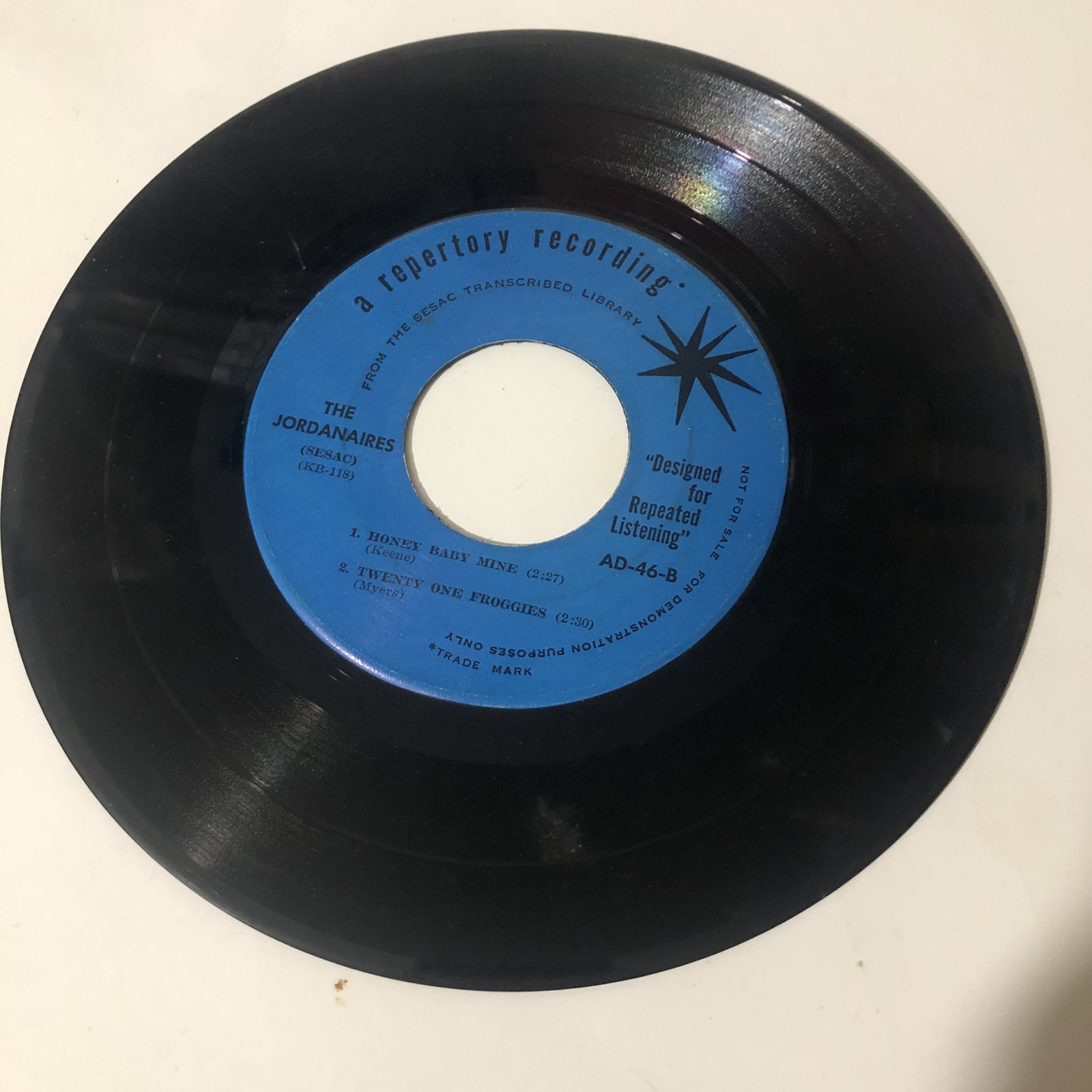 Jordanaires Honey Baby Mine Vintage Vinyl Record 45