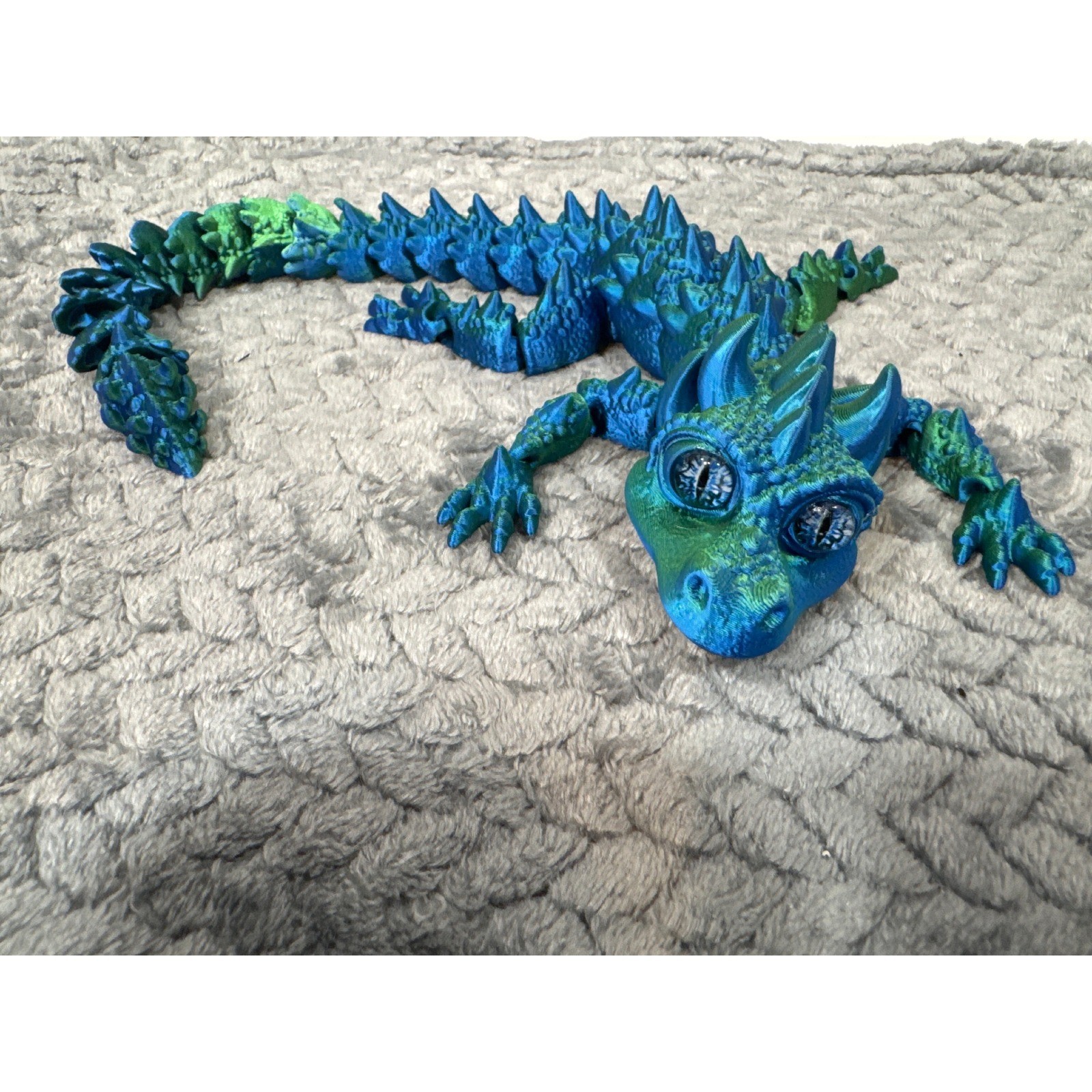 Lucertola Drago Articolata Stampata 3D Fidget Giocattolo Blu Verde Seta 15,5 Pollici
