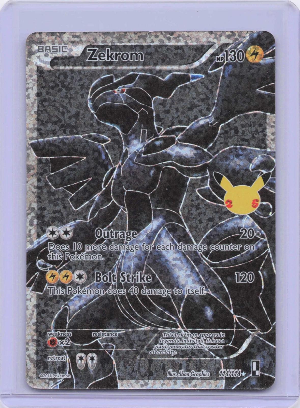 Carta Pokemon Zekrom 114/114 Celebrazioni 25° Anniversario Rara Full Art Holo NM