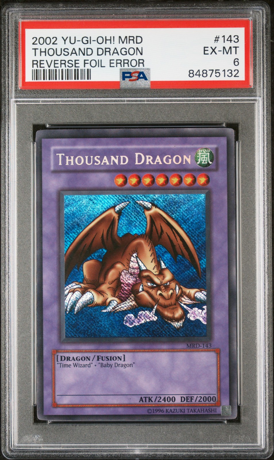 2002 YU-GI-OH! MRD-METAL RAIDERS REVERSE FOIL ERR #143 MILLE DRAGHI PSA 6