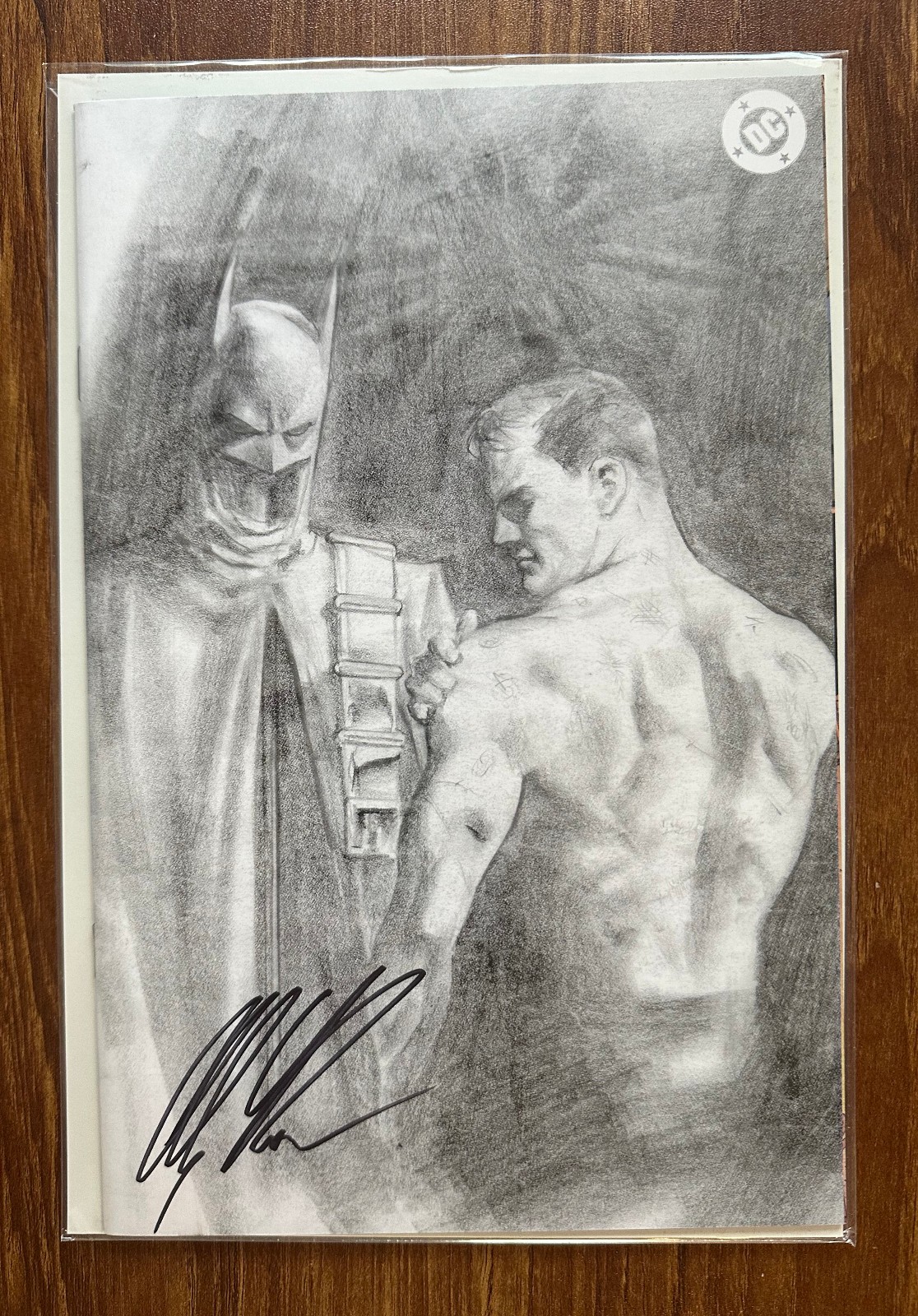 Batman #158 2025 DC SCARS schizzo variante copertina D ALEX ROSS FIRMATO con certificato di autenticità
