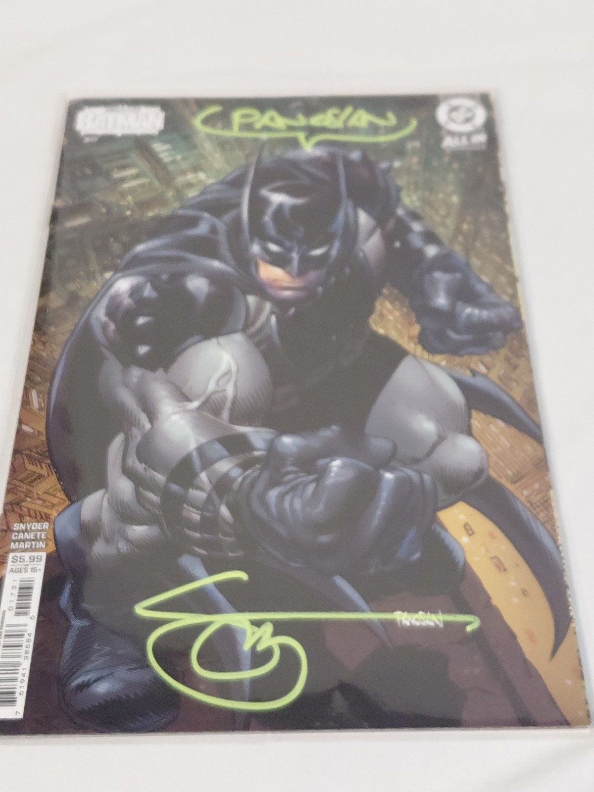 ABSOLUTE BATMAN #17 1a stampa Dan Panosian DBL FIRMATO Panosian Snyder verde COA