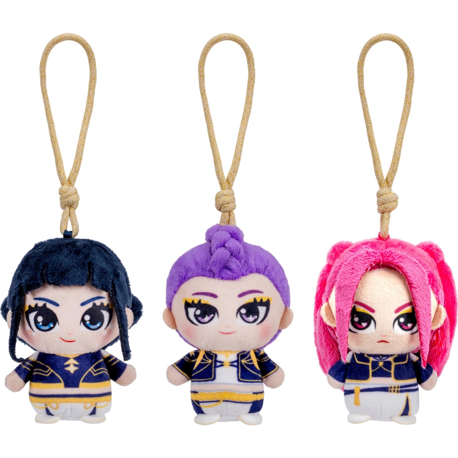 KPop Demon Hunters Confezione da 3 Mini Peluche 4" Clip-On Rumi Mira Zoey Jazwares