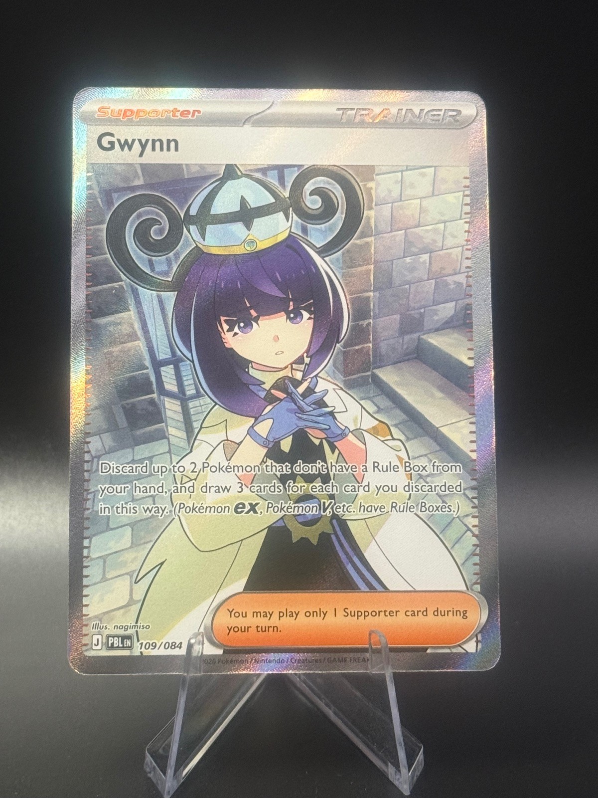 Gwynn 109/084 Pokemon Holo nero pece ultra raro quasi come nuovo