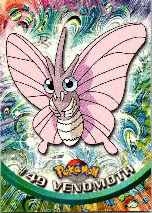 1999 Topps Pokemon TV Animation Edition #49 Venomoth Played See Scan 