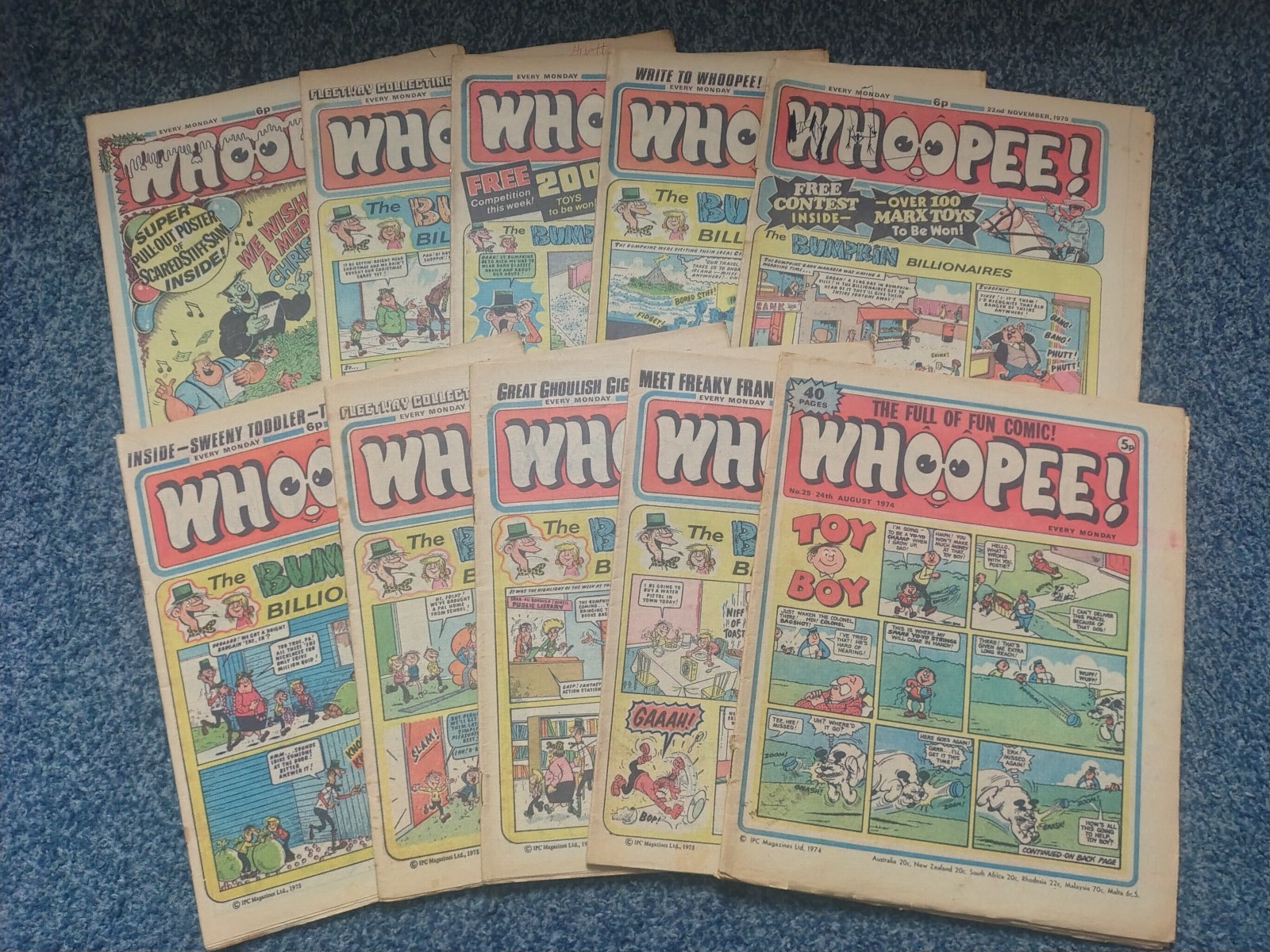 WHOOPEE! IPC UK COMICS x10 2ND HALF 1975 +1 VERY GOOD CND XMAS KEN REID WEIRDIES