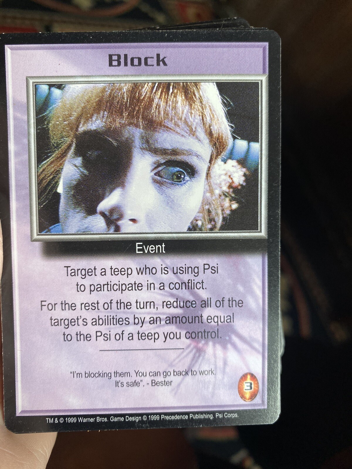 BLOCK 1999 PSI CORPS BABYLON 5 CCG COLLECTORS CARD NEAR MINT UNPLAYED PRECEDENCE