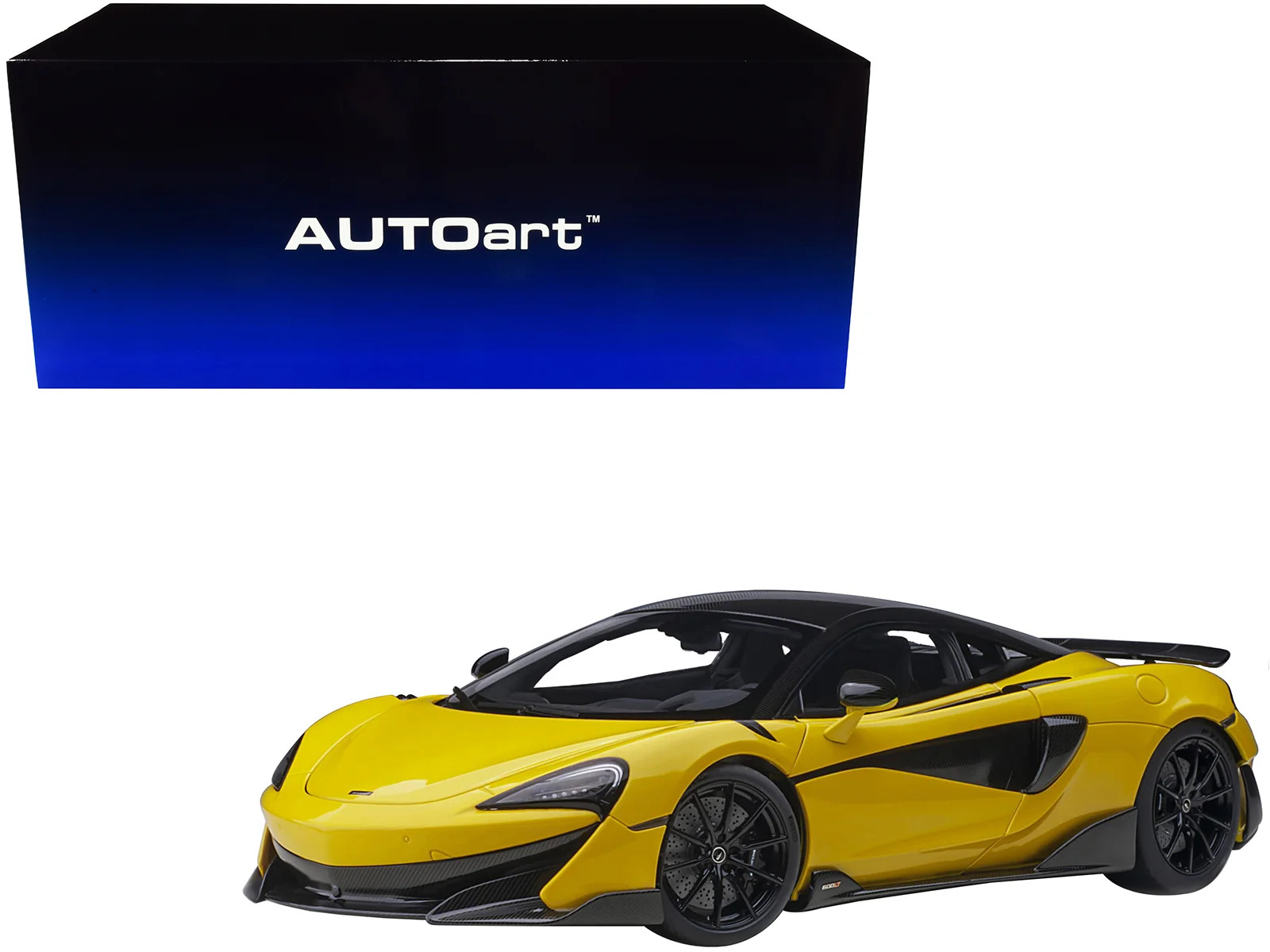 Modellino auto Mclaren 600LT giallo siciliano e carbonio 1/18 - Autoart