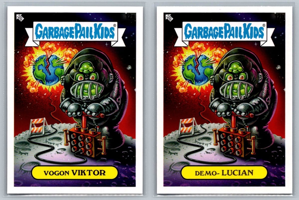 Hitchhiker's Guide To The Galaxy x Garbage Pail Kids GPK Spoof 2-Card Set