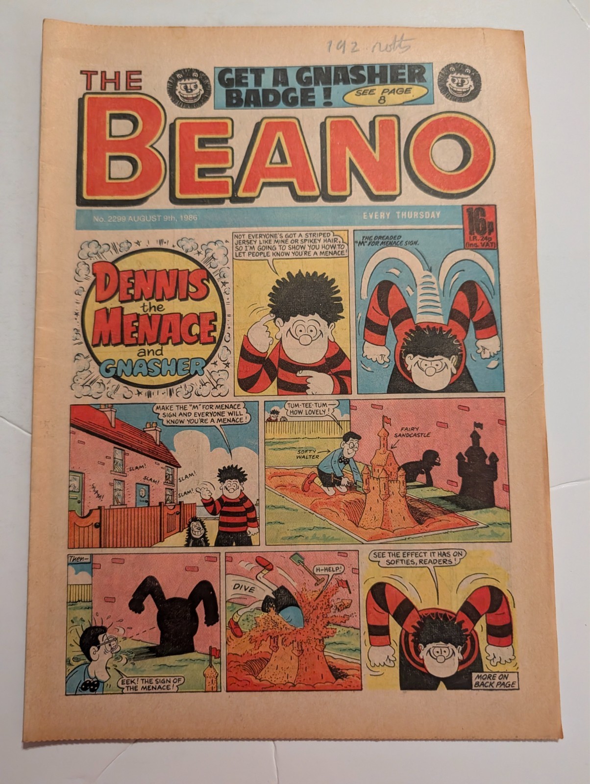 Beano Comic No 2299, August 9th 1986, Birthday Issue.