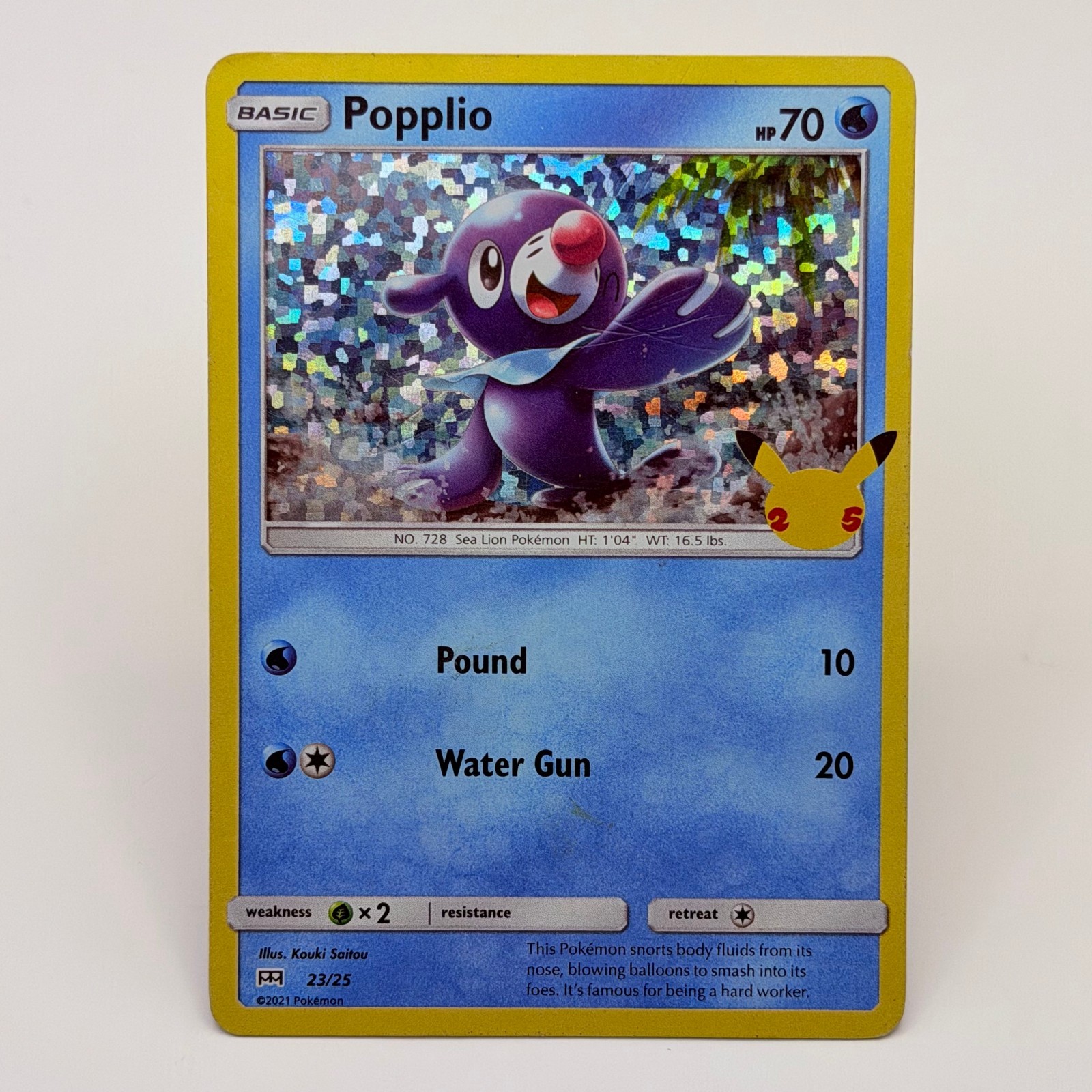 Popplio 23/25 Holo McDonald's 2021 25th Anniversary Pokemon Card English LP