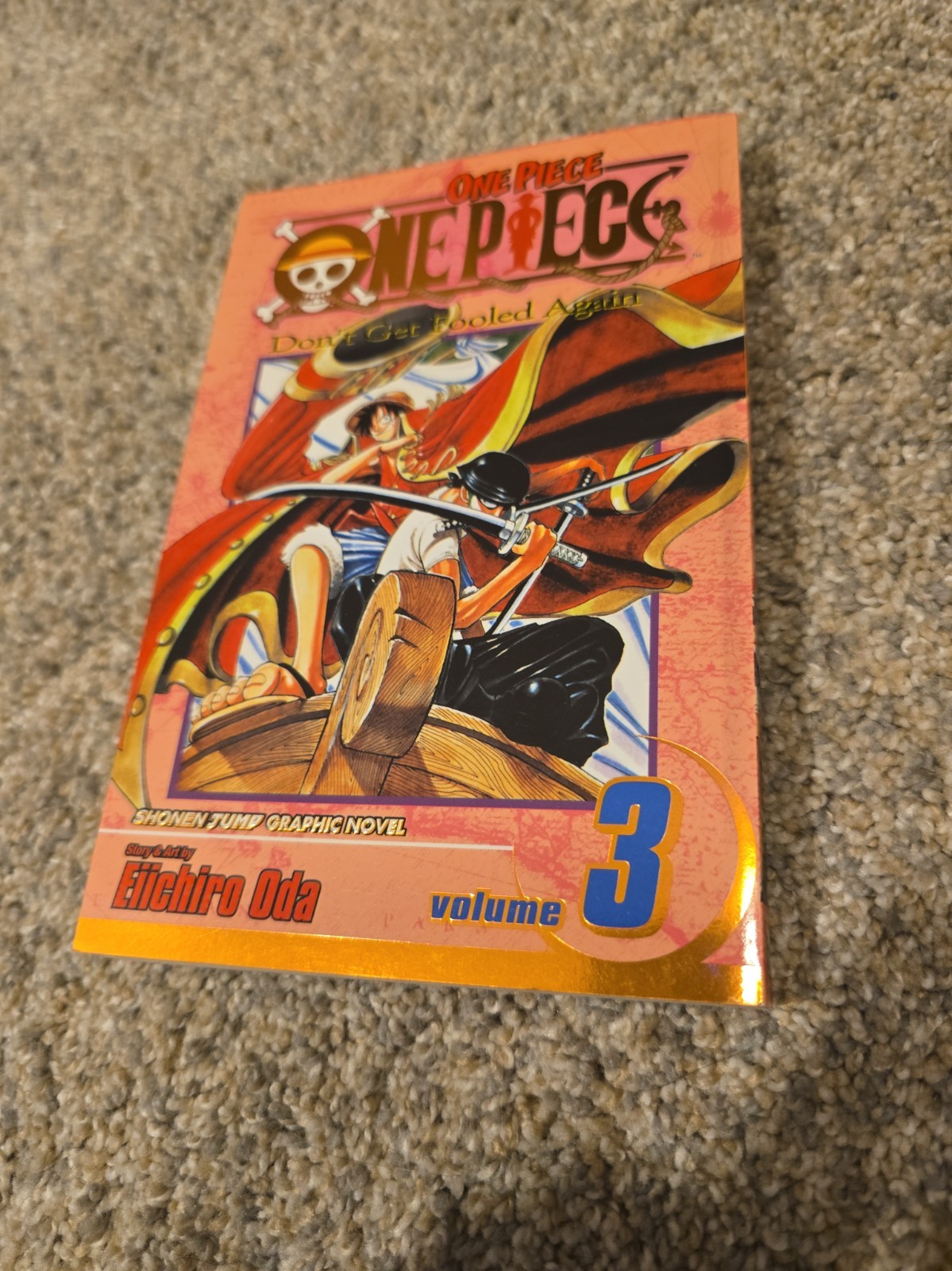 One Piece Manga Volume 3 Gold Foil, seconda stampa, non farti ingannare di nuovo