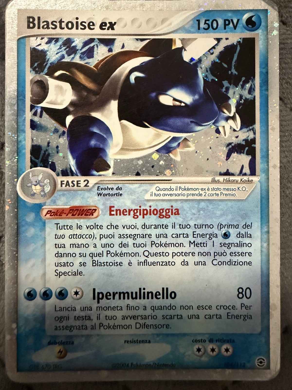 Nintendo Pokémon Blastoise ex 104/112 150PV ITA 2004 Olografico
