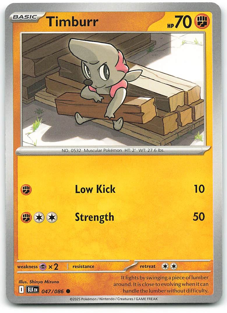 TIMBURR 047/086 COMUNE BULLONE NERO POKEMON
