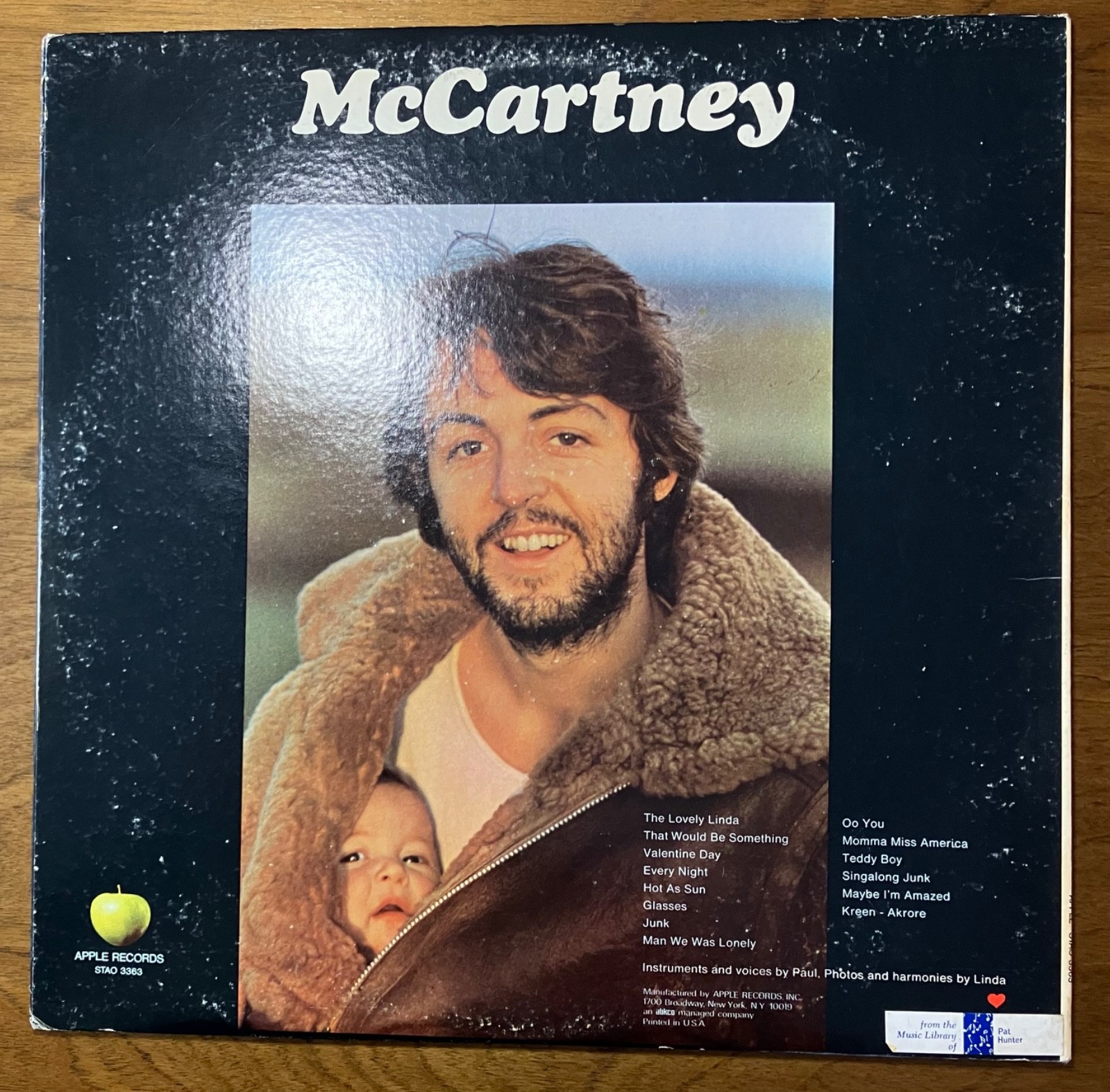 Paul McCartney Self Titled Vintage US Original Press Vinyl LP STAO-3363 Apple