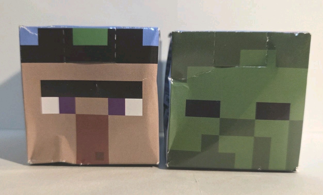 Minecraft Witch & Zombie Set Mob Head Minifigures in scatola Mattel 2021 (1" in)